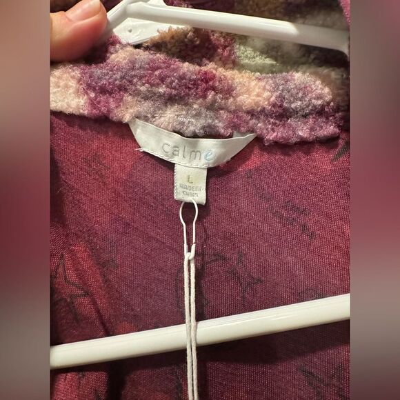 Calme by Johnny Was Purple Floral Printed Fleece Jacket NWT Size Large - Picture 7 of 7